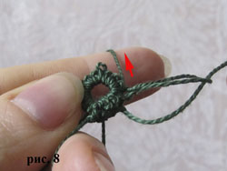 Соединение колец фриволите