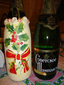 бутылка шампанского - декупаж